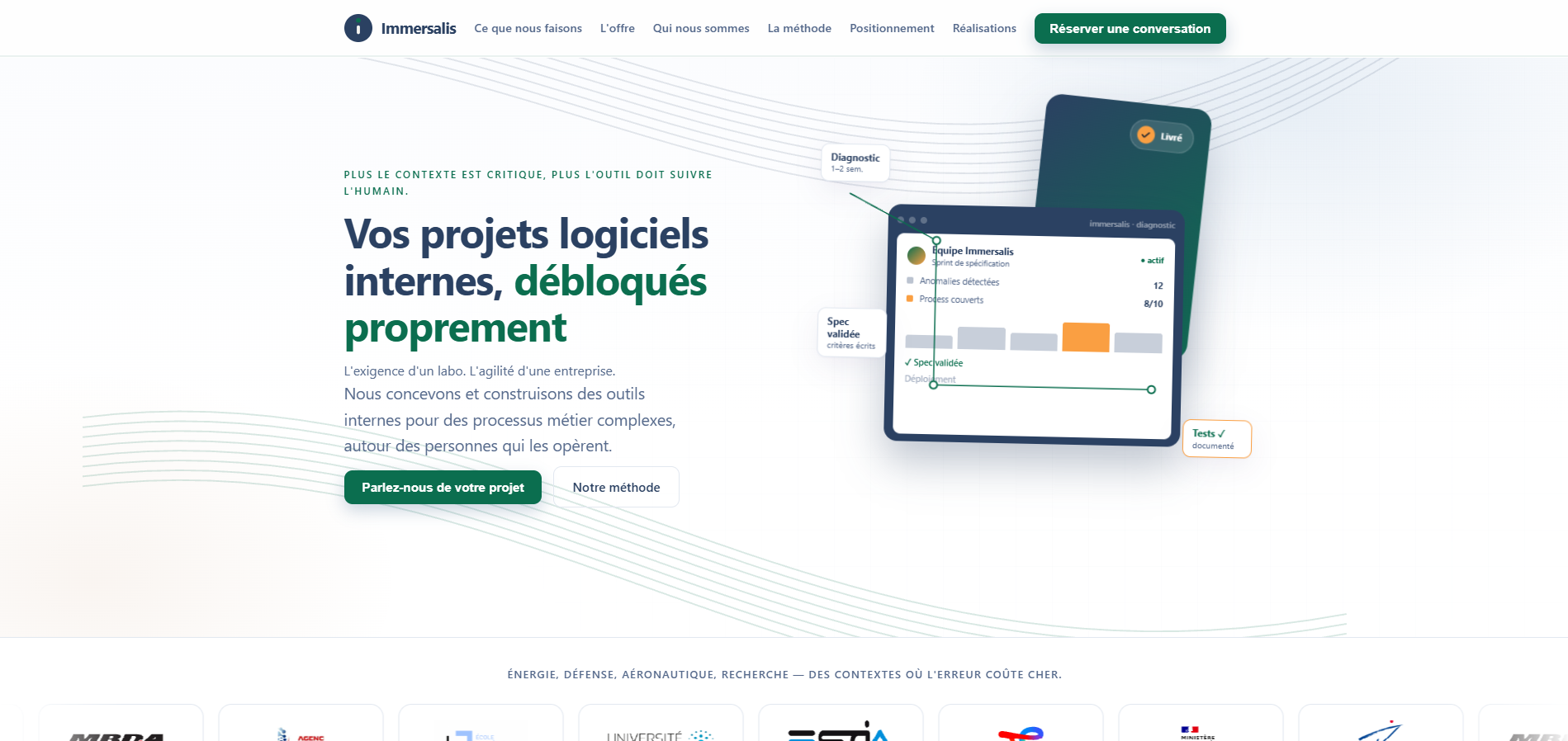 Immersalis website interface preview